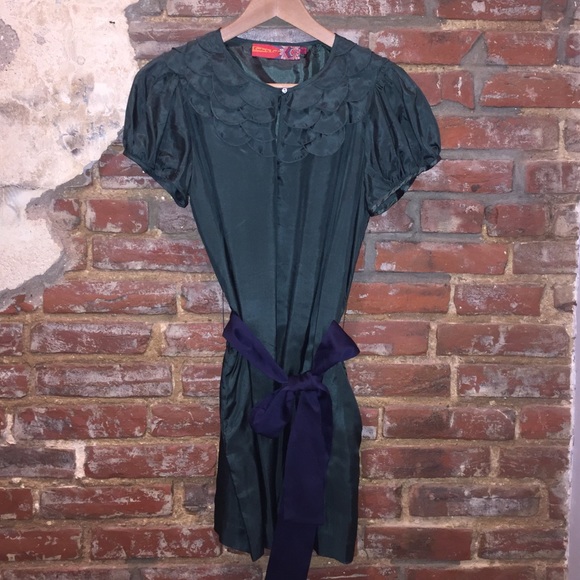 Twelve by Twelve Emerald Green Silk Dress