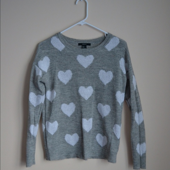 Light Gray Heart-Pattered Sweater