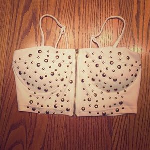 HOT beaded zip front crop top!
