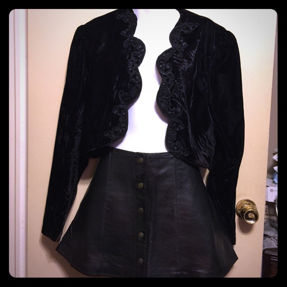 David Rose  Jackets & Blazers - Black velvet crop Cardigan top . Has scallop lace