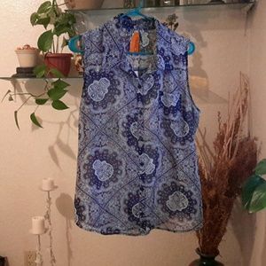 Sheer Vest Button Up Blouse Size XXL.
