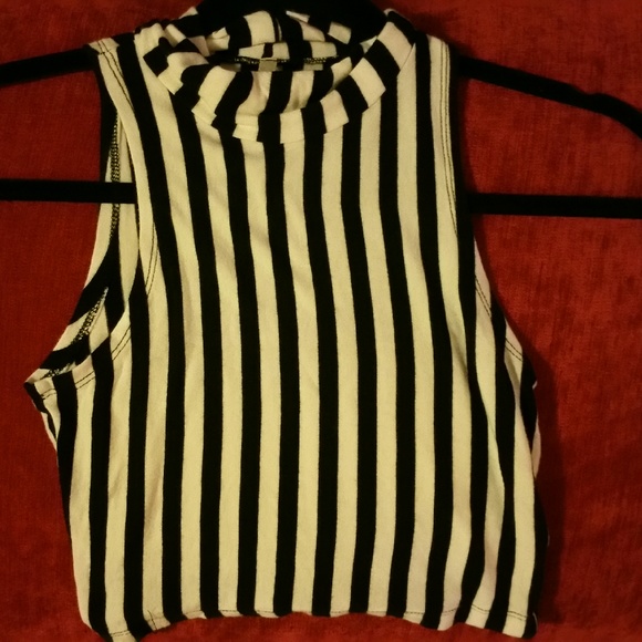 Striped turtleneck crop top
