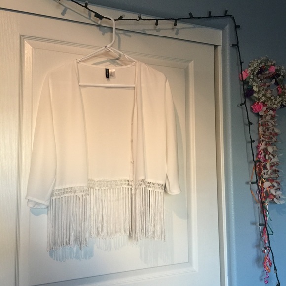 White Fringe Top/Kimono