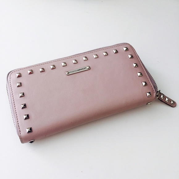 Rebecca minkoff nude pink wallet with studs