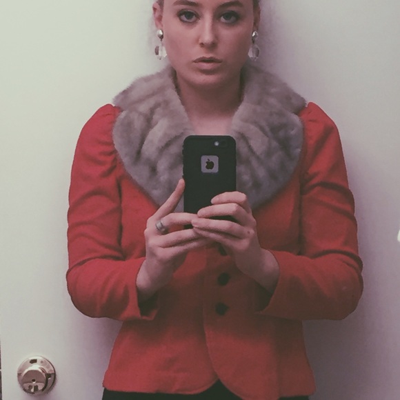 VINTAGE corduroy real fur lined jacket !