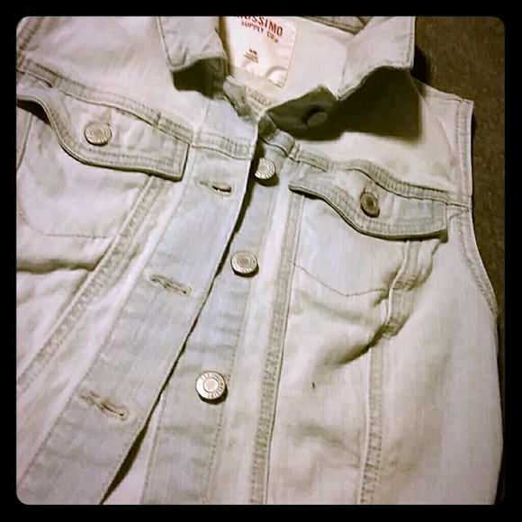 Light wash denim vest