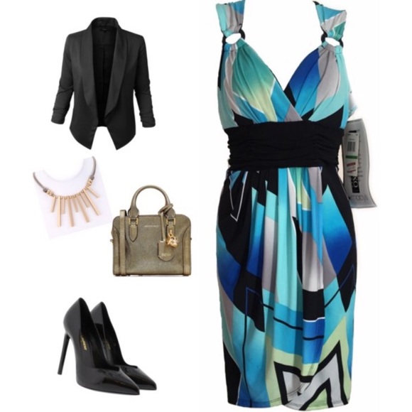 NWT XOXO sleeveless midi dress abstract print L