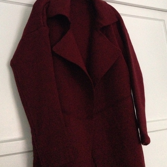 NWOT Burgundy Long Coat/Sweater - Picture 2 of 4