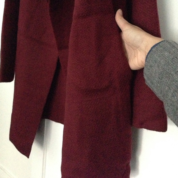 NWOT Burgundy Long Coat/Sweater - Picture 4 of 4