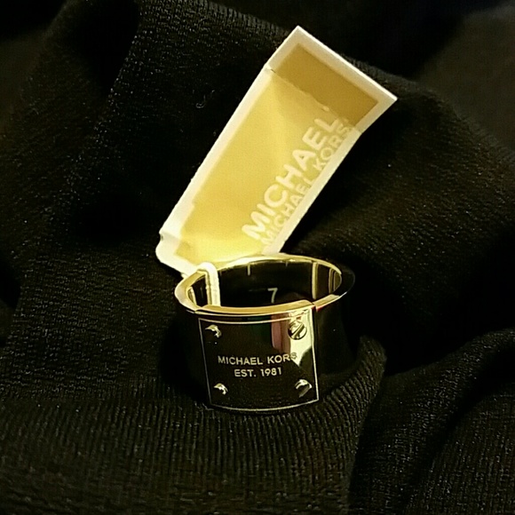 Michael Kors Silver Logo Plate Ring