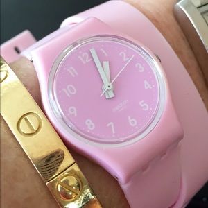 Swatch pink waterproof wraparound watch EUC