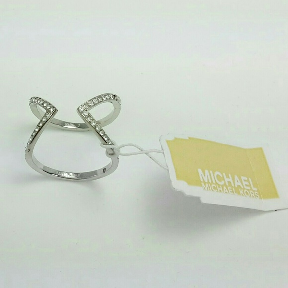 Michael Kors Silver Pave Arrow Ring-Size 9