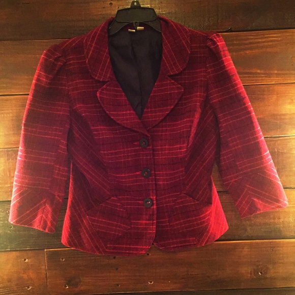 Red Plaid Blazer