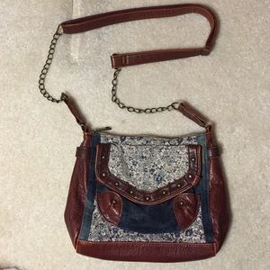 Icing multi fabric cross body purse