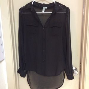 Black sheer sequin shirt