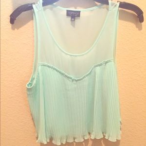 Topshop Mint Green Pleated Top