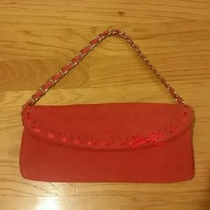 Coral/red suede small purse
