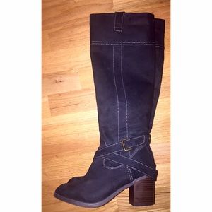 Tall Black Suede Winter Boots