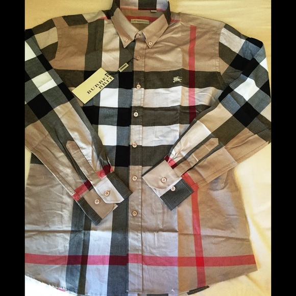 New Burberry long sleeve slim fit men shirt Sz 2XL