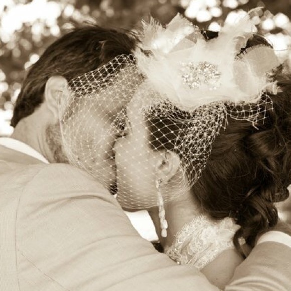 Wedding Erin Cole Orig. Lg. Floral Birdcage Veil