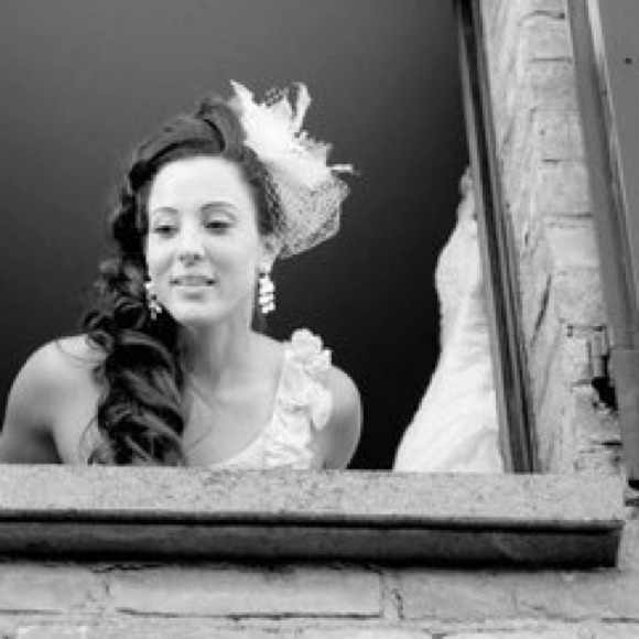 Wedding Erin Cole Orig. Lg. Floral Birdcage Veil