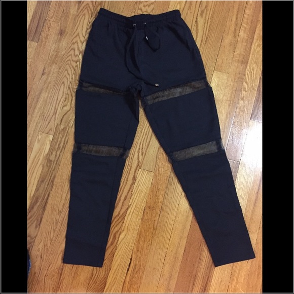 Black pants jogger pants with mesh