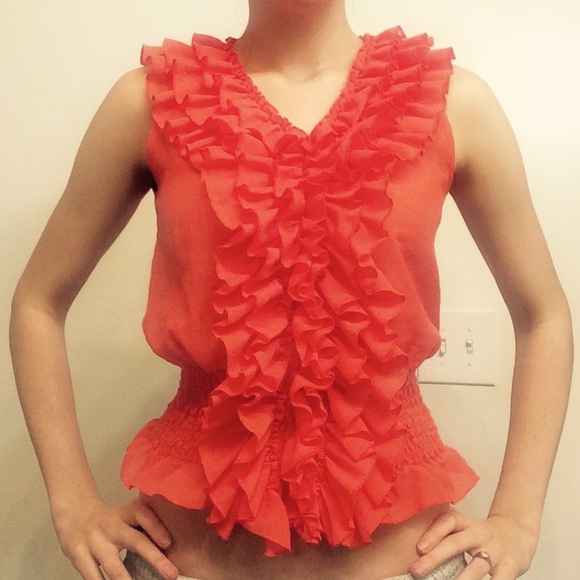 Orange ruffle top - ya brand