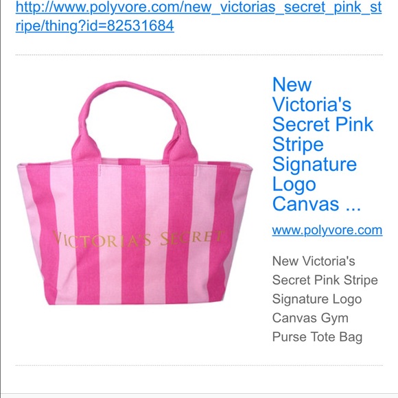 Victoria's Secret Pink Striped Signature Tote - Picture 2 of 4