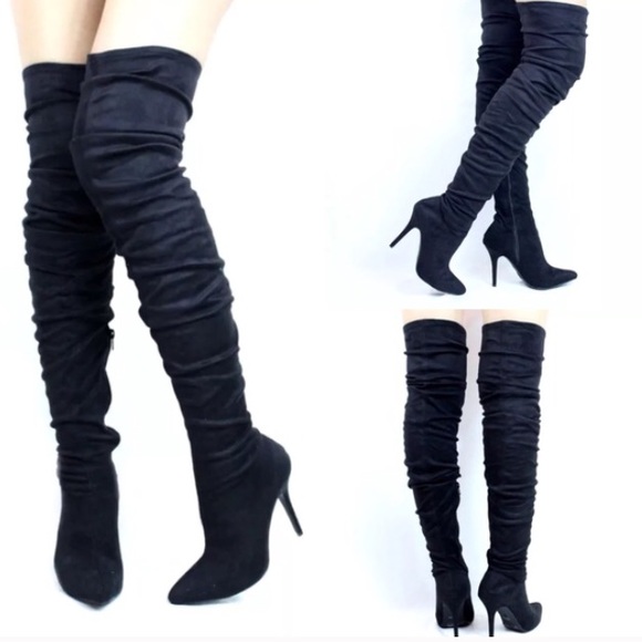 Suede Over The Knee Boots - Picture 2 of 2