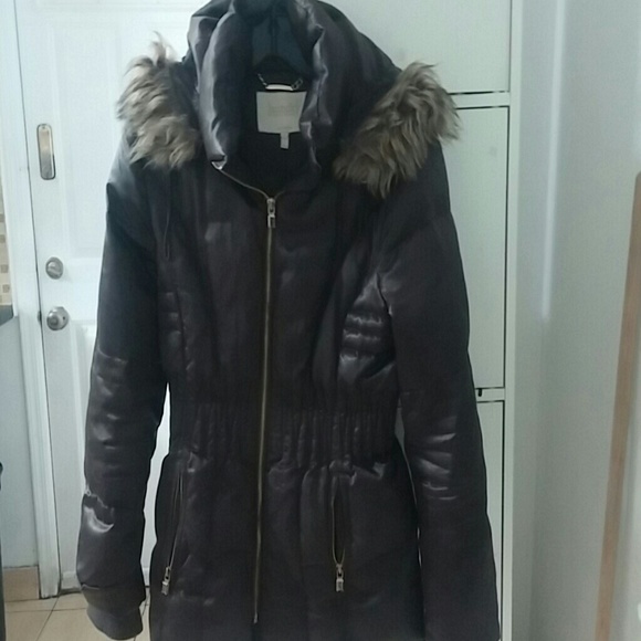 Laundry By Shelli Segal Brown Coat Fur Hooded