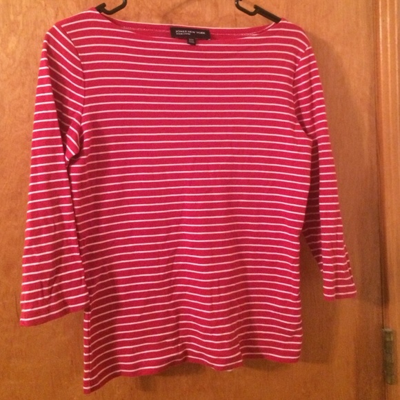 Jones New York size small red white stripe shirt
