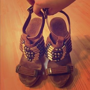 Authentic Tory Burch wedges, size 7
