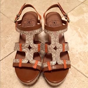Lucky Brand Keena Snakeskin Print with Cork Wedges