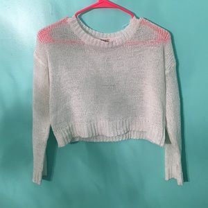 White crop top see through sweater