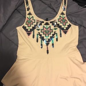 Tribal sequins peplum tank