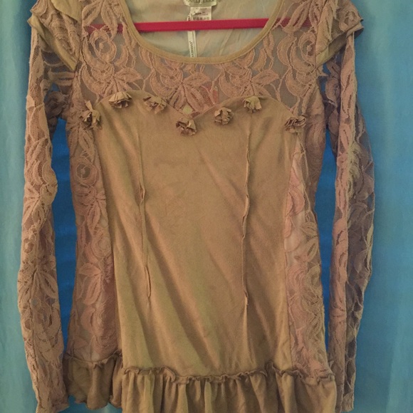 Suede like and lace top