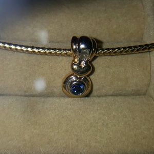 14k gold Sapphire & diamond pendant