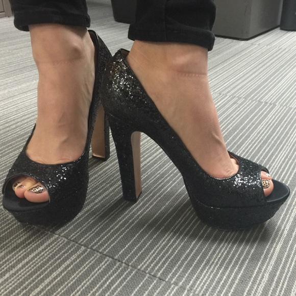 BCBGeneration Black Party Glitter Pumps