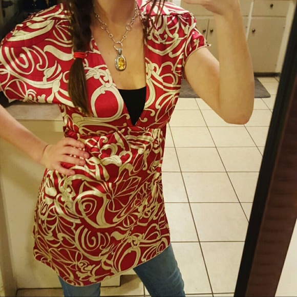 Gold & Red Blouse