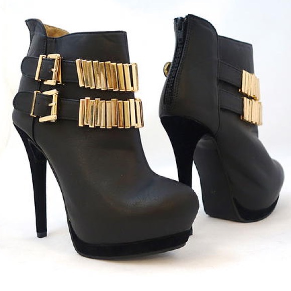 Black Booties 5" Stiletto Heels Ankle Boots - Picture 2 of 4