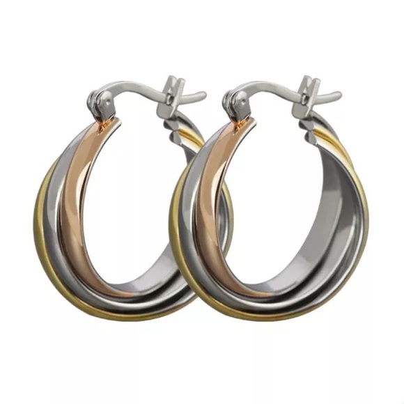 Tri-color hoop earrings