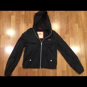 Hollister Navy Windbreaker/Rain Jacket