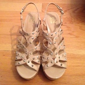 ▫️Nude studded cork wedges▫️