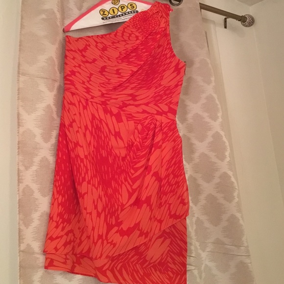 Shoshanna Red and pink/coral cocktail dress