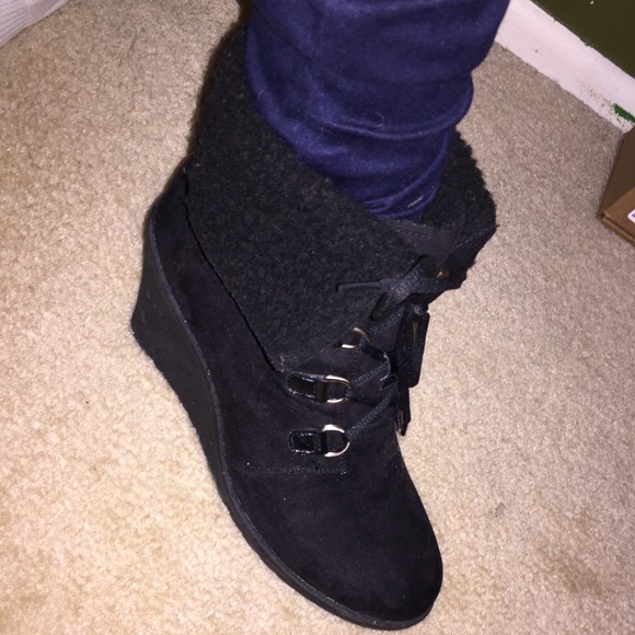 Suede wedge booties!