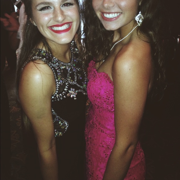 Beautiful black beaded prom dress- worn once!