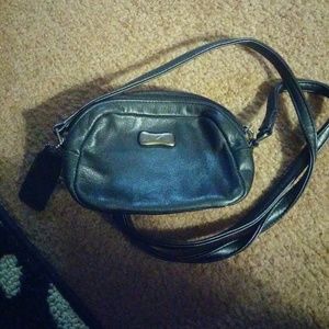 Very small black leather bag