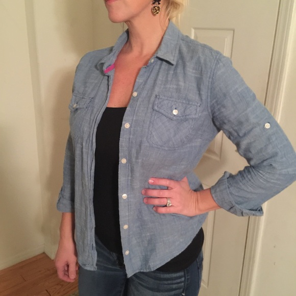 Chambray type button down shirt