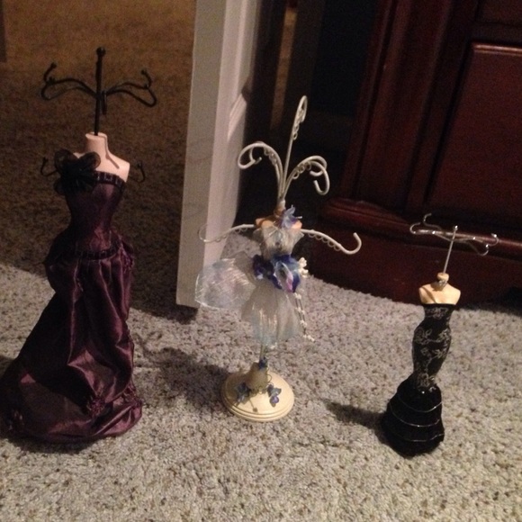 Three jewelry stands large medium and small