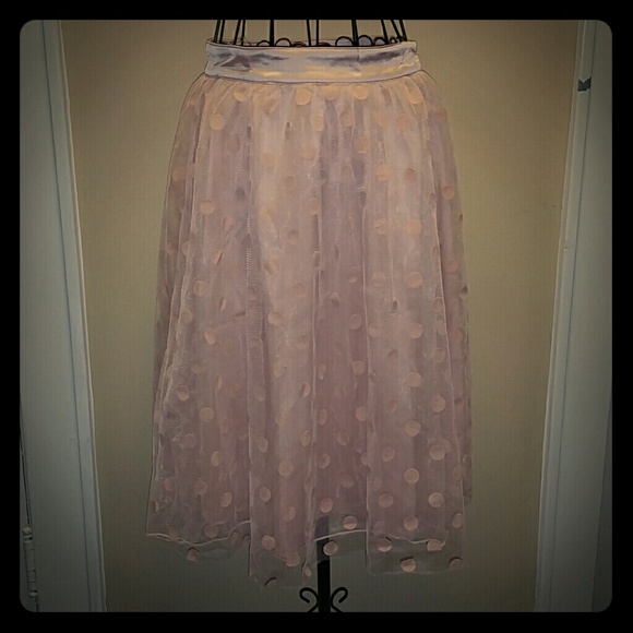 Pink polka dot skirt